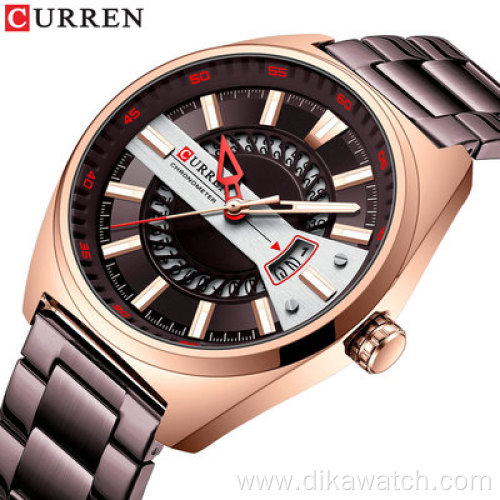 2021 CURREN 8403 Luxury Quartz Men Watches Creative Design Golden Luminous Stainless Steel Band Wristwatches for Male